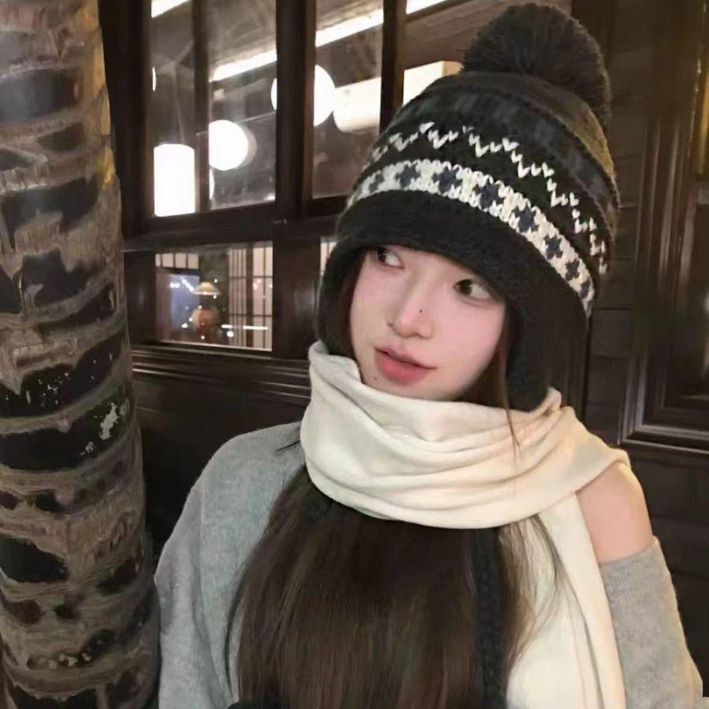 Warm Jacquard Knitted Hat Printed Printing Knit Cap Fashion Fair Isle Style Beanies  Outdoor