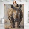 Cute Rhino Blanket, Soft Lightweight Plush Warm & Cozy Flannel Throw Blanket for Couch,Travel, Sofa, Bedroom, Office, Home Decor