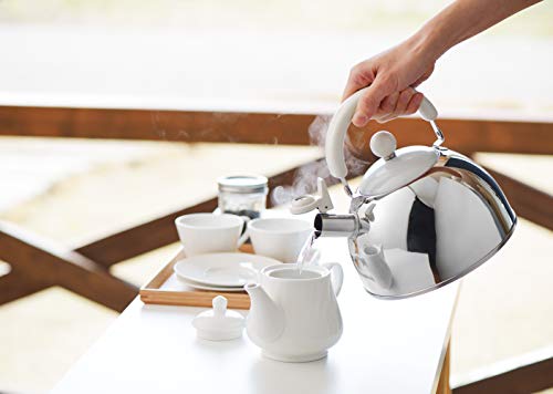 Yoshikawa Whistling Kettle, Made in Japan, 1.8L, White, Chocolate, SJ2434