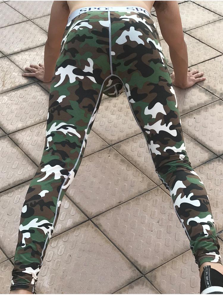 Men's Striped Camouflage Cotton Long Johns - Warm Autumn/Winter Underwear Pants
