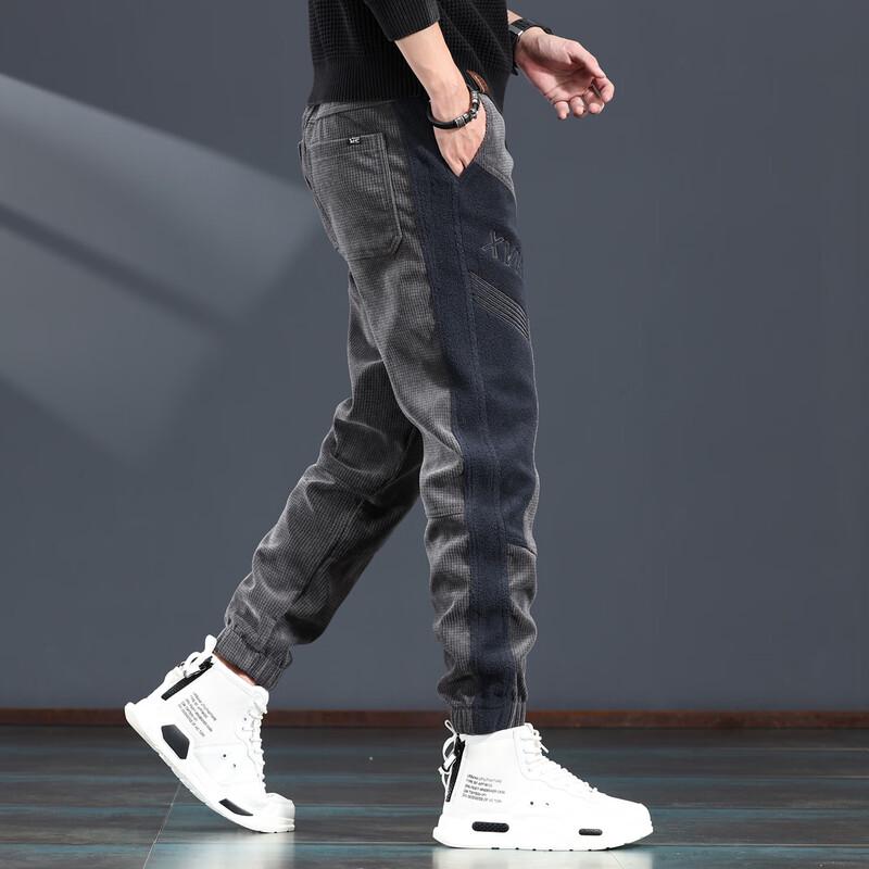 Men's Loose Fit Elastic Waist Corduroy-Style Jogger Pants