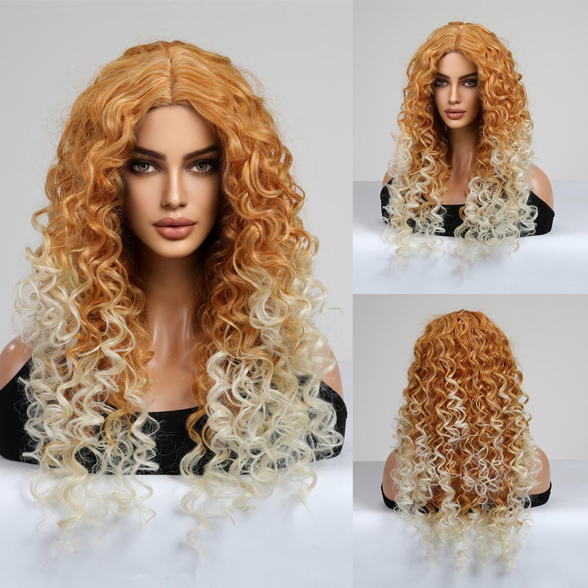 

ALAN EATON Омбре оранжевый синтетический парик для женщин Длинные волнистые вьющиеся парики с челкой Красочные косплей искусственные волосы для вечеринки термостойкие