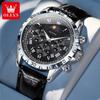 OLEVS 2950 Men's Quartz Wristwatch 24 Hour Moon Phase Chronograph Auto Date Luxury Man Watch Original Waterproof Watches for Man