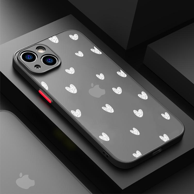 Черный чехол для телефона Love Heart для iPhone 16 14 15 13 12 11 Pro Max X XR XS 7 8 15 16 Plus SE 2020 противоударный силиконовый мягкий чехол iPhone 15