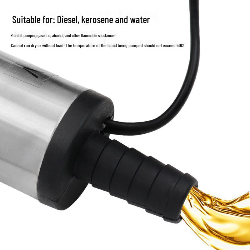 12V DC Submersible Oil Transfer Pump, 38mm Diesel Suction Pump, Portable Clip-Type Water Pump