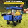 Collapsible Wagon Cart, Foldable Wagon Cart w/ Removable Canopy 600D Oxford Cloth, Collapsible Wagon Oversized Wheels Portable Folding Wagon