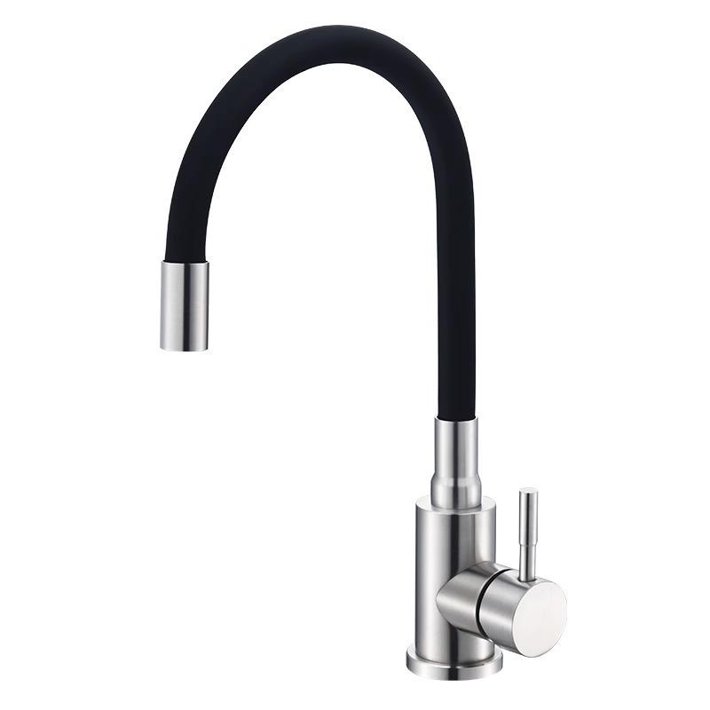 304 Stainless Steel Hot and Cold Faucet with Universal Silicone Hose for Sink and Basin