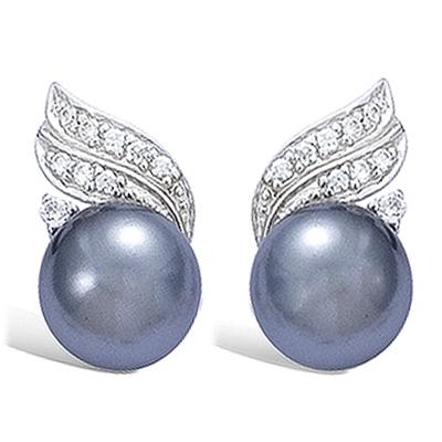 [F6921] - Silver Earrings 'Beauty Pearl' Silver Gray (rhodium Plated) - 20x10 Mm
