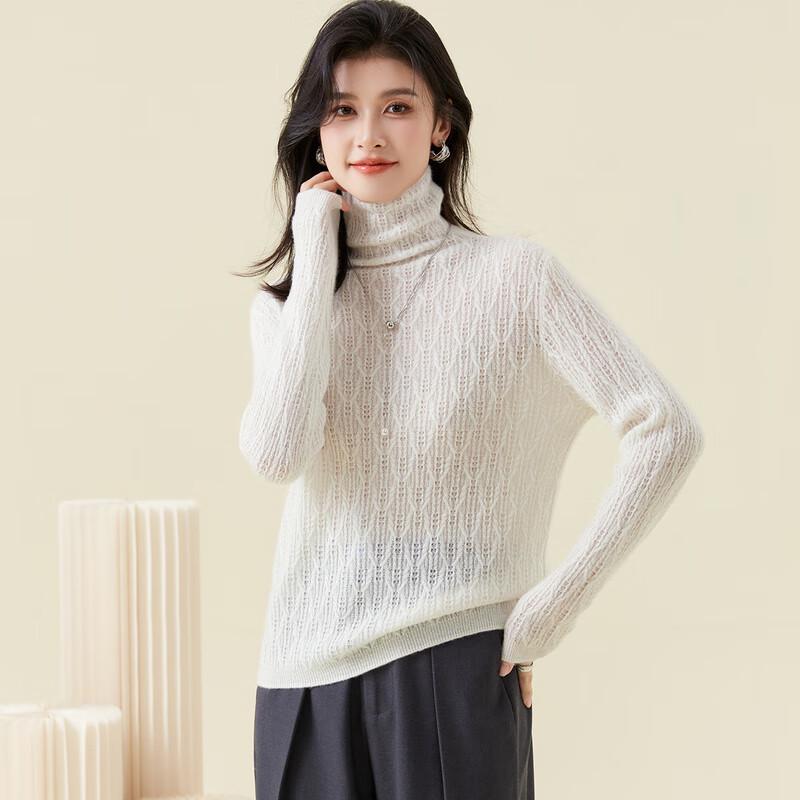 Women's 100% Cashmere High-Neck Pullover Sweater