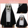 Mască Horror Sinistră Călugărița Cosplay Valak Față Completă Latex Cu Eșarfă