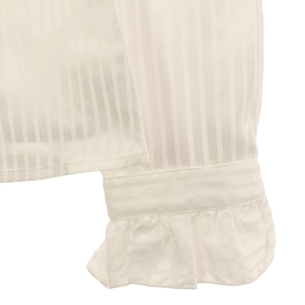 unused NARACAMICIE Striped Pattern Long sleeve Frill blouse white Tagged Women Used