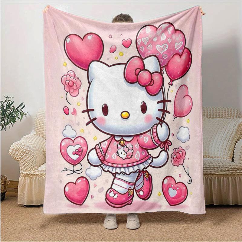 

1pc Hello Kitty s Heartfelt Adventure Blanket, Soft and Cozy Home Decor Gift for All Seasons, Perfect for Any Room Decoration, Ideal Present for Famil 130x150cm
