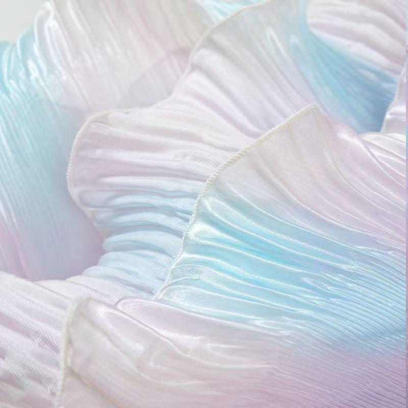 1Yard Dreamy Gradient Mermaid Organza 3D Pleated Lace DIY Dress Ruffle Lace Accessories 15CM Wide