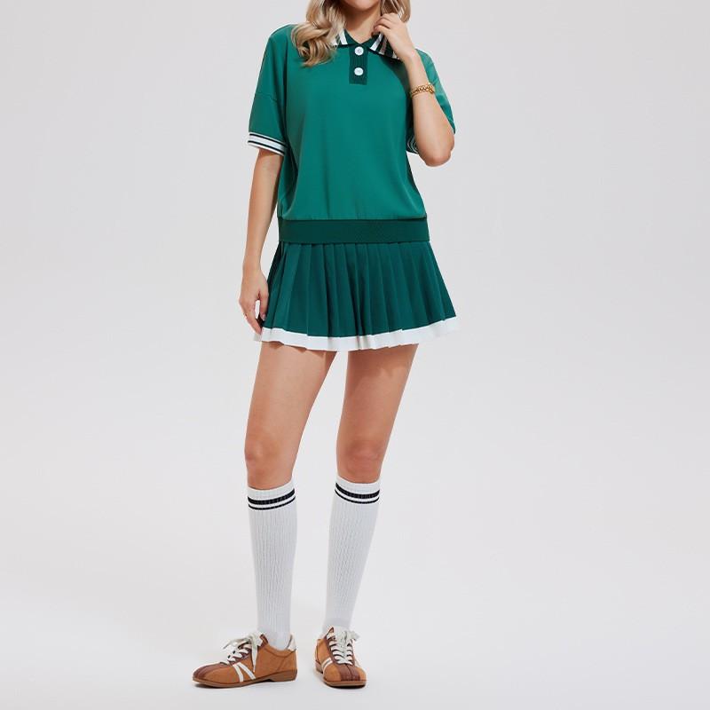 Womens Slim Fit Short Sleeve Polo T-Shirt Set Yoga Tennis Fitness Running Sportswear
