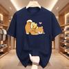 Kawaii Shiba Inu and Chick Graphic T Shirt Cute Cartoon Dog Print Summer Short Sleeve Loose Top Tee for Women