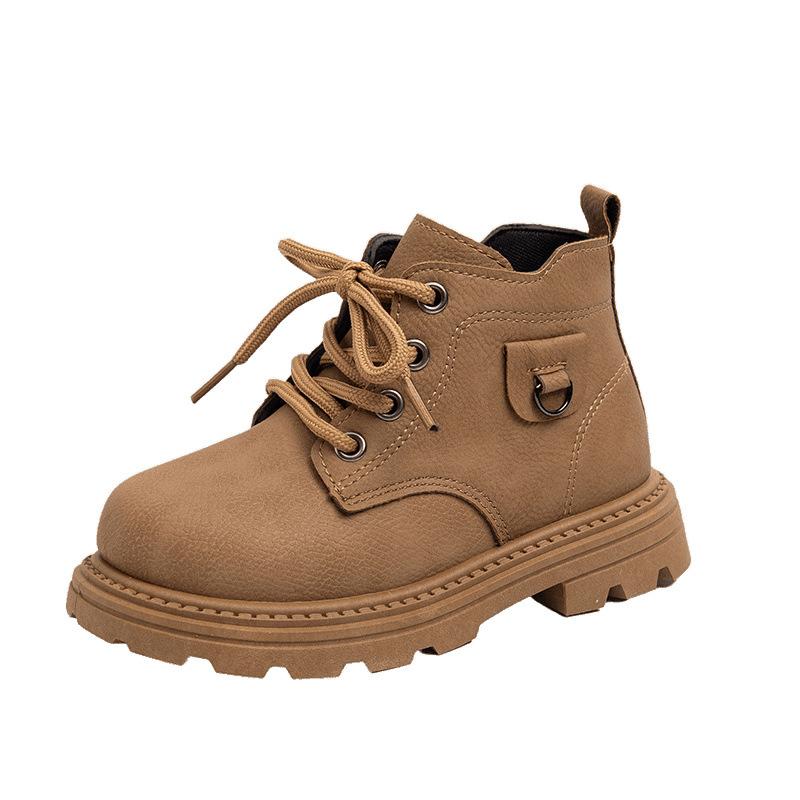 2025 Autumn New Children's Martin Boots Fashion Trend Boys Yellow Boots Simple Versatile Girls Leather Boots
