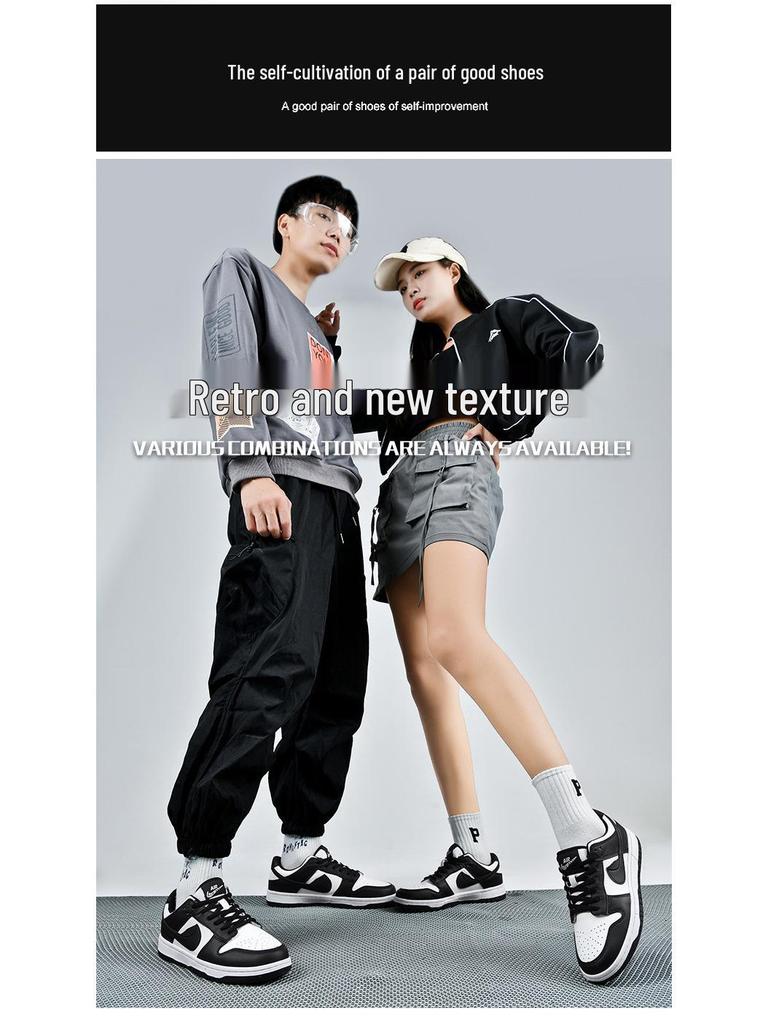 Pánské AJ1 Low-Top černé a bílé Panda Dunk Skate boty a dámské tenisky Air Force One