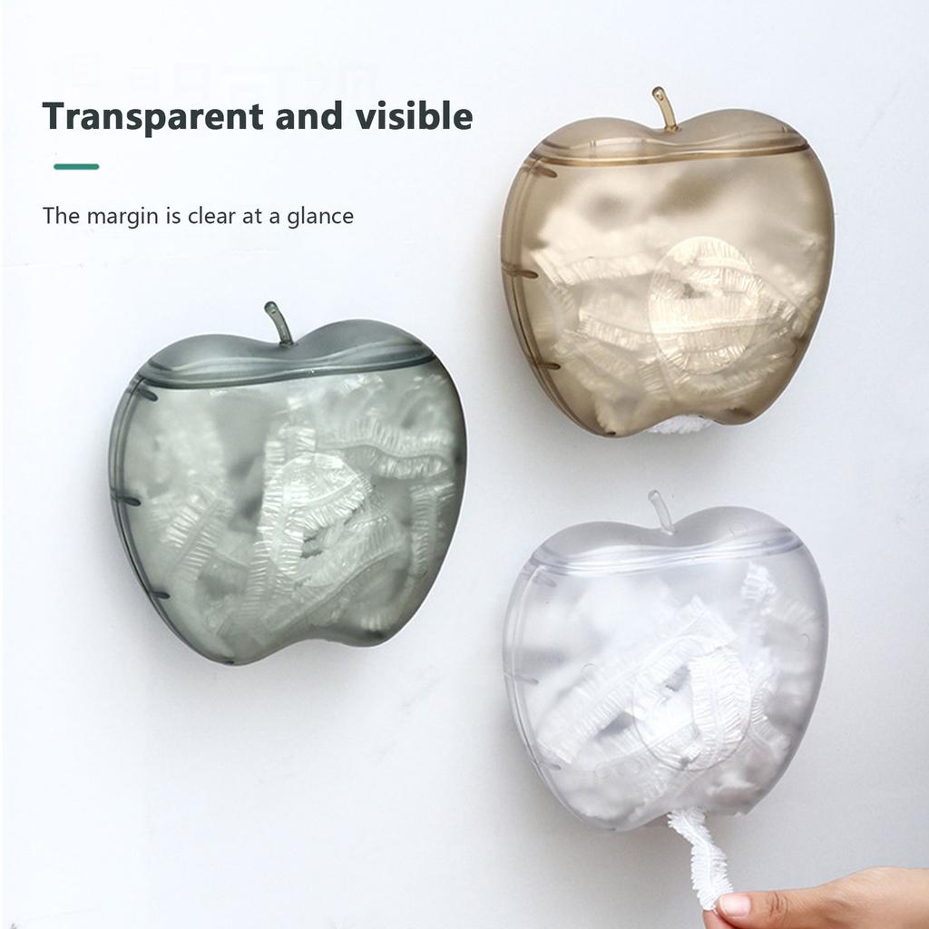 Wall-mounted Cling Film Sleeve Boxes Extractable Apple-shaped Cling Film Dispenser Punch Free Practical for Kitchen Bathroom
