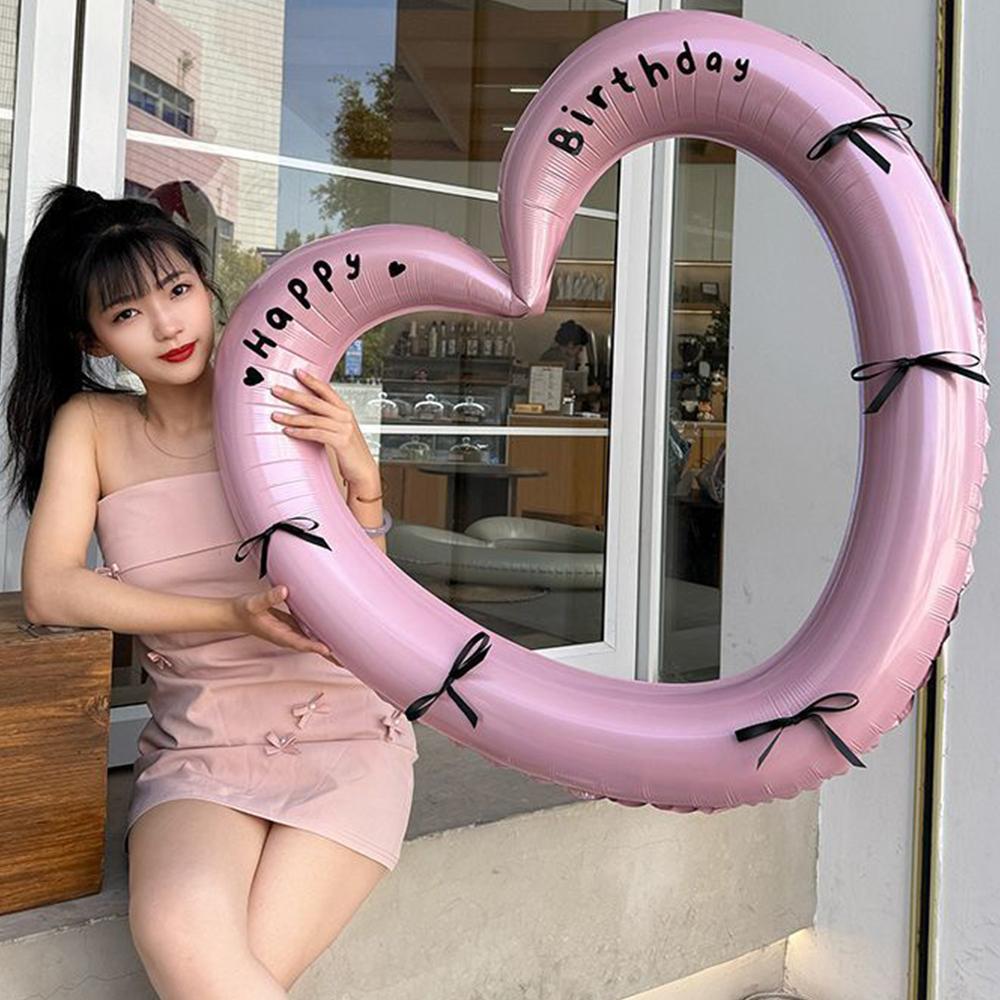 1pcs Heart Balloon Birthday Party Festival Prop Wedding Decoration Heart-Shaped Photo Frame Romantic Bow Deco Home Accessories