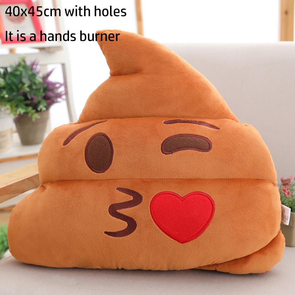 45Cm Cartoon Poop Shit Plush Pillow Stuffed Funny Brown Seat Cushion Hands Burner With Holes Sofa Chair Decor Men Gift