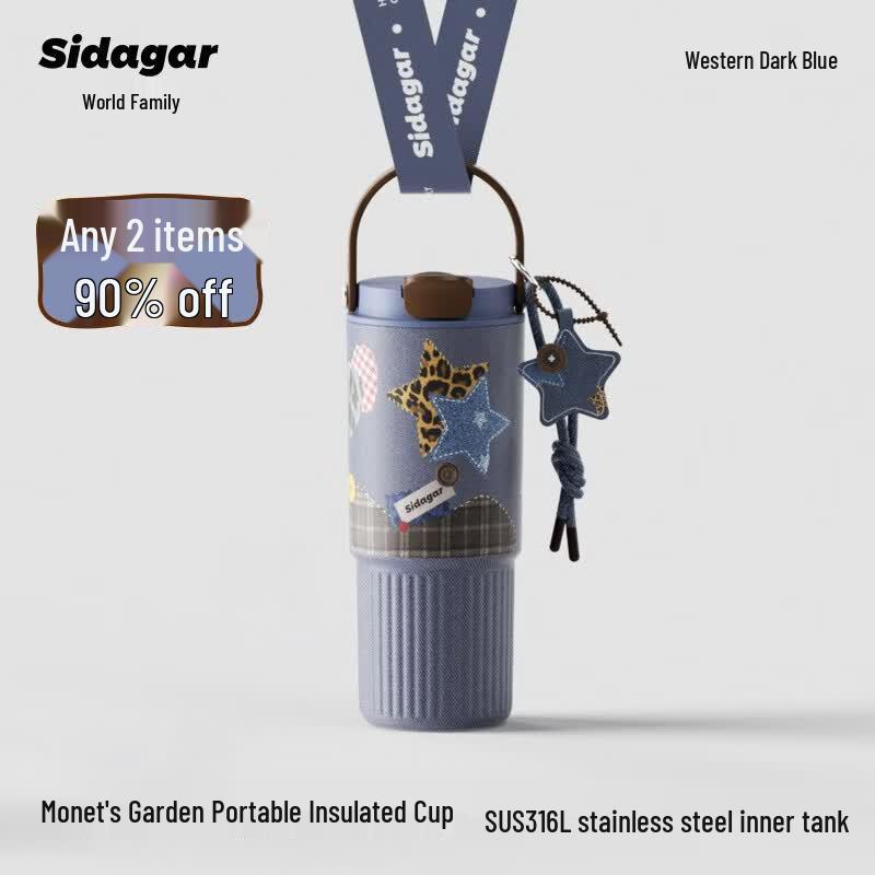 Monet Garden Portable Insulated Water Bottle with Shoulder Strap
