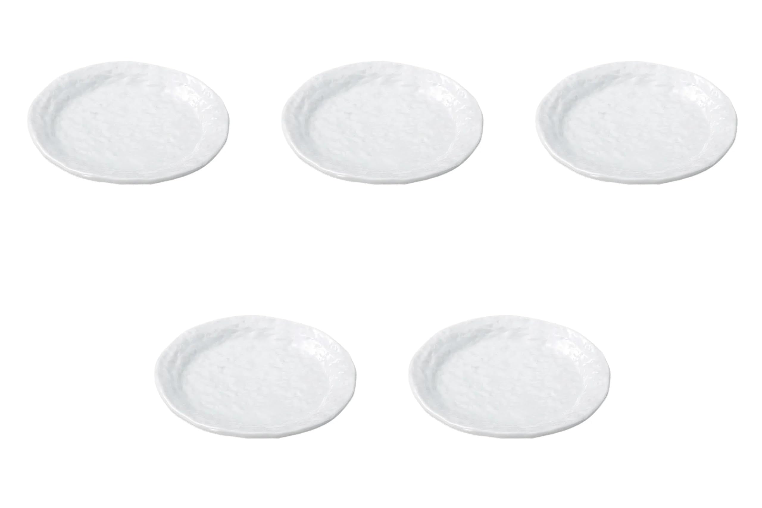 

Set of 5 White Rough Stone 17cm Round Plates Side Plates Setomonohonpo [17×2cm]
