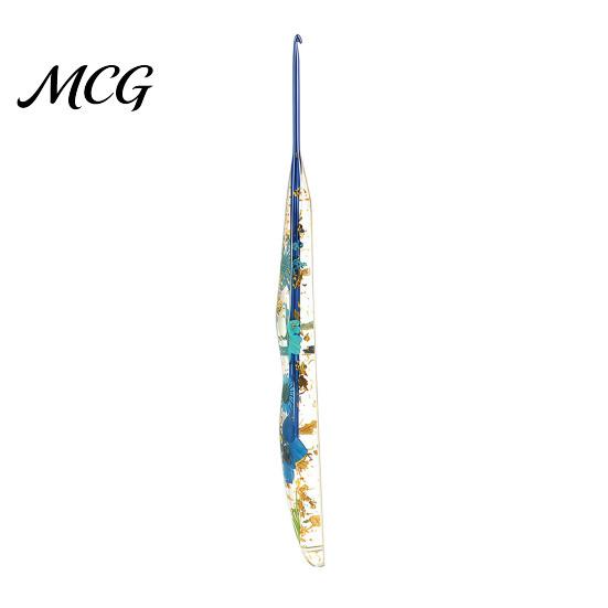 Artistic Crochet Hook Resin for Beginners, Crocheting Lovers, 2.0mm-8.0mm Ergonomic Gift Set with Long Floral Handle Blankets, Dolls, Shawls,