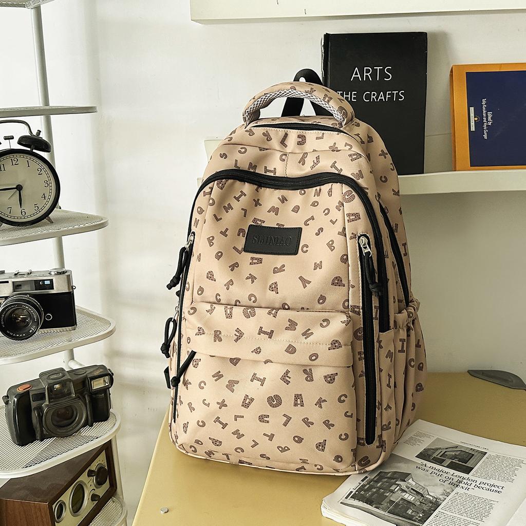 Schoolbag College Style Japanese Style Shoulder School Bag High School Boys Printed Simple Fashion Elementary School Boys Men's Lightweight Backpack