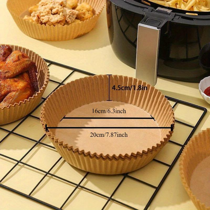 50pcs Air Fryer Baking Paper, Round Disposable Parchment Paper, Suitable for Frying, Baking, Microwaving,Cooking - Easy To Clean