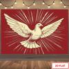 2D Holy Communion Backdrop, Red Holy Spirit Dove Confirmation Baptism Religious Photography Background Decor