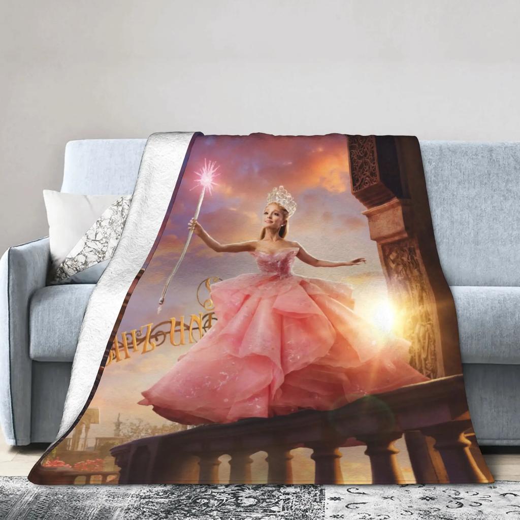Elphaba  Glinda Wicked Movie Warm Plush Throw Blanket for Kids and Adults Flannel Couch Bedspread Sofa Cover