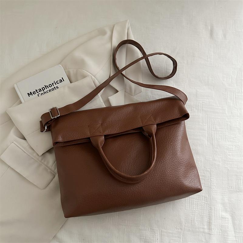 This New Design Pu Large-capacity Oblique Span Bag New Women's Bag Trendy Versatile Simple Portable Shoulder Bag