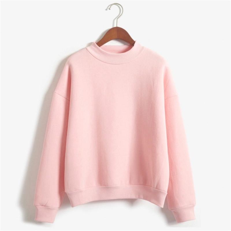 Cross-Border Solid Color Half-High Neck Sweatshirt – Custom Image Option Available