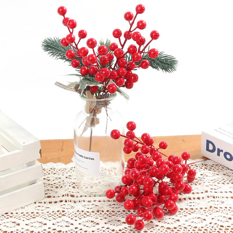 5/10Pcs Chritsmas Decoration Red Artificial Berry Chritsmas Tree Ornaments for Home Decor Navidad New Year 2025 Decor Accessory