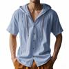 Summer Men's Lightweight Breathable Linen Loose-Fit Hooded Short-Sleeved Shirt