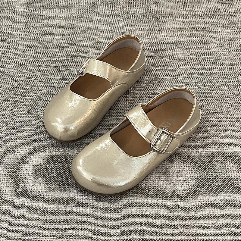 Mary Jane shoes women's retro one-word buckle new summer gaiden ballet shoes versatile single shoes