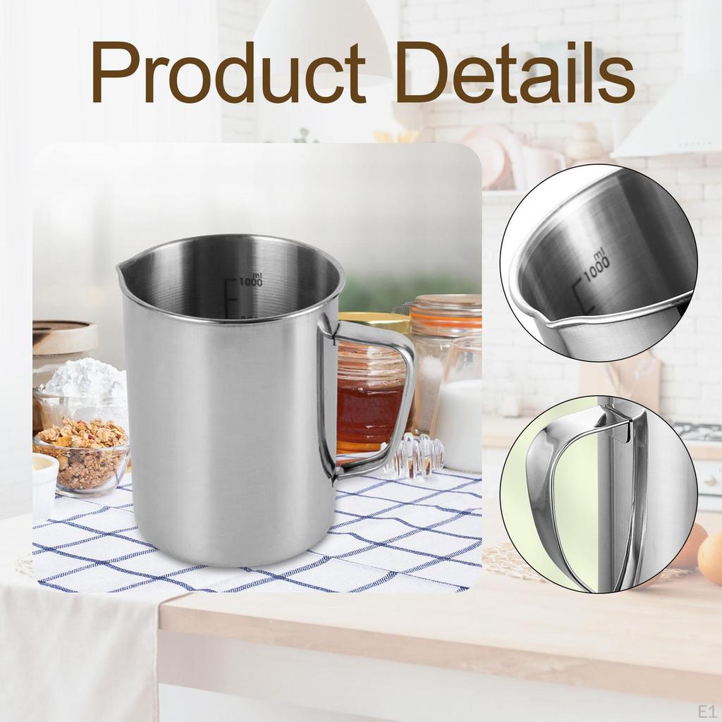 Stainless Steel Measuring Cup Milk Frothing with Marking Large Capacity Kitchen Mixing Pitcher