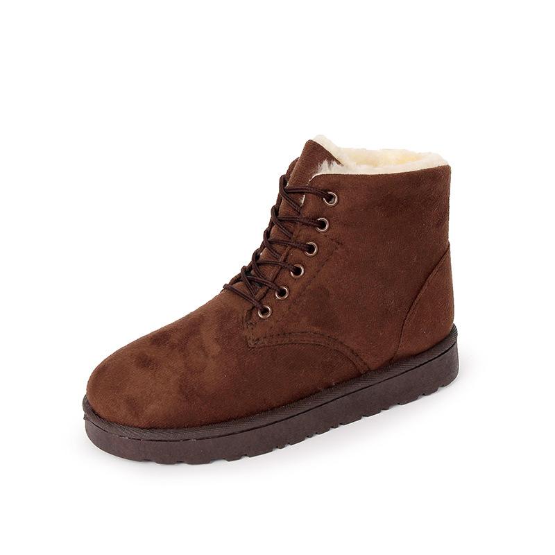Autumn and Winter Students Snow Boots Women's Short Boots Short Thermal Boots Lace-up Flat Heel Cotton Shoes Direct Supply