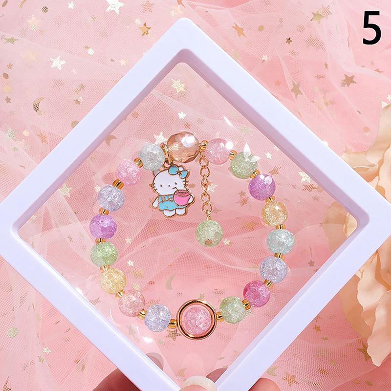 Sanrio Cute Cartoon Beaded Bracelet Kuromi Cinnamoroll Colorful Bead Bracelet Sweet Girlfriend Gifts Toys For Girls
