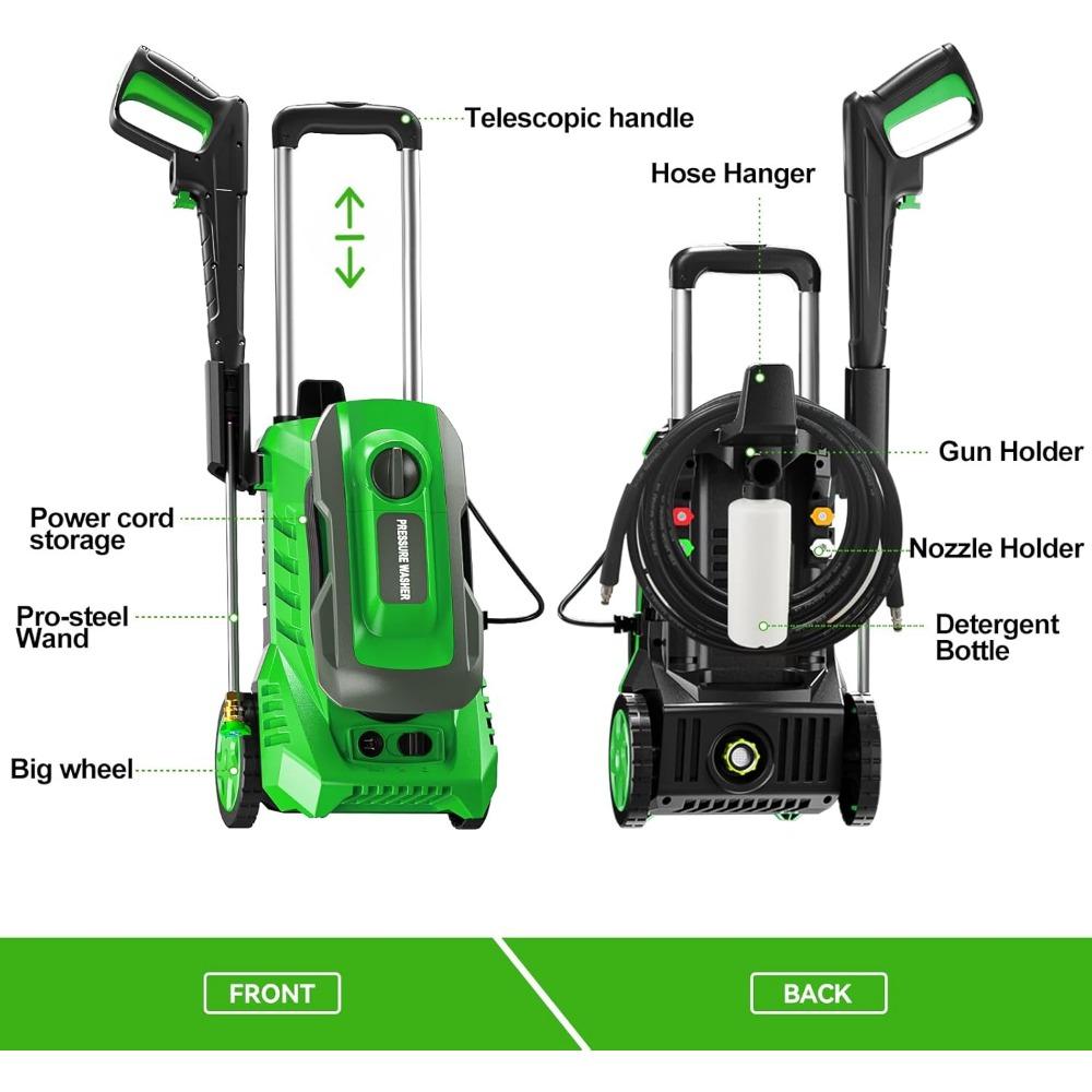 Pressure Washer 4800PSI 2.6GPM Power Washer with 4 Quick Connect Nozzles, High Pressure Cleaning Machine with Foam Cannon for Ca