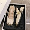 Japanese gentle celebrity style commuter bag head half slippers sweet daughter fan thick heel evening shoes Mary Jane single shoes