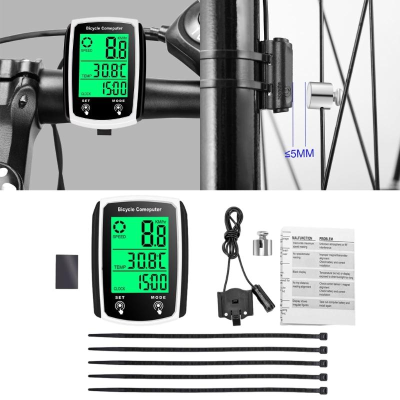 Waterproof Bicycles Speedometers Odometers Universal 19 Functions Bike Computer Wire Cycling Computer