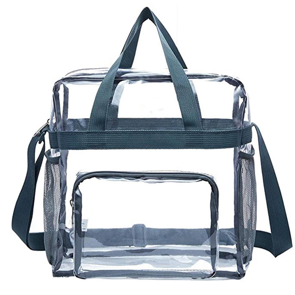 Unisex Transparent Travel Bag with Mesh Side Bag Portable Lightweight Hiking Trip Pack for Fitness Workout