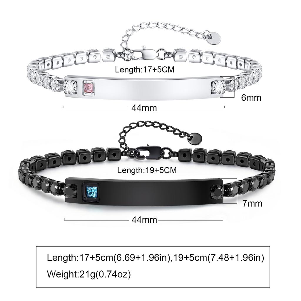 Vnox Free Custom Couple Bracelets for Men Women, Stainless Steel Adjustable Chain Wristband, Valentine's Day Birthday Gift New