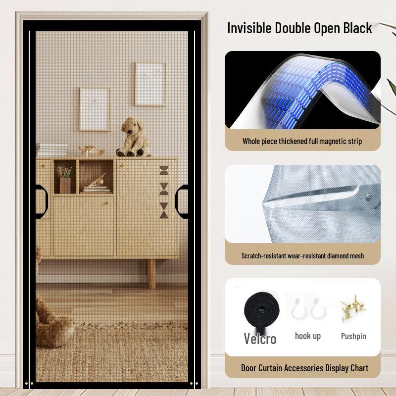 Diamond Mesh Magnetic Mosquito Door Curtain with Full-Frame Seal