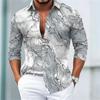 Marble Pattern Long Sleeve Shirt, Stylish Men's Casual Wear