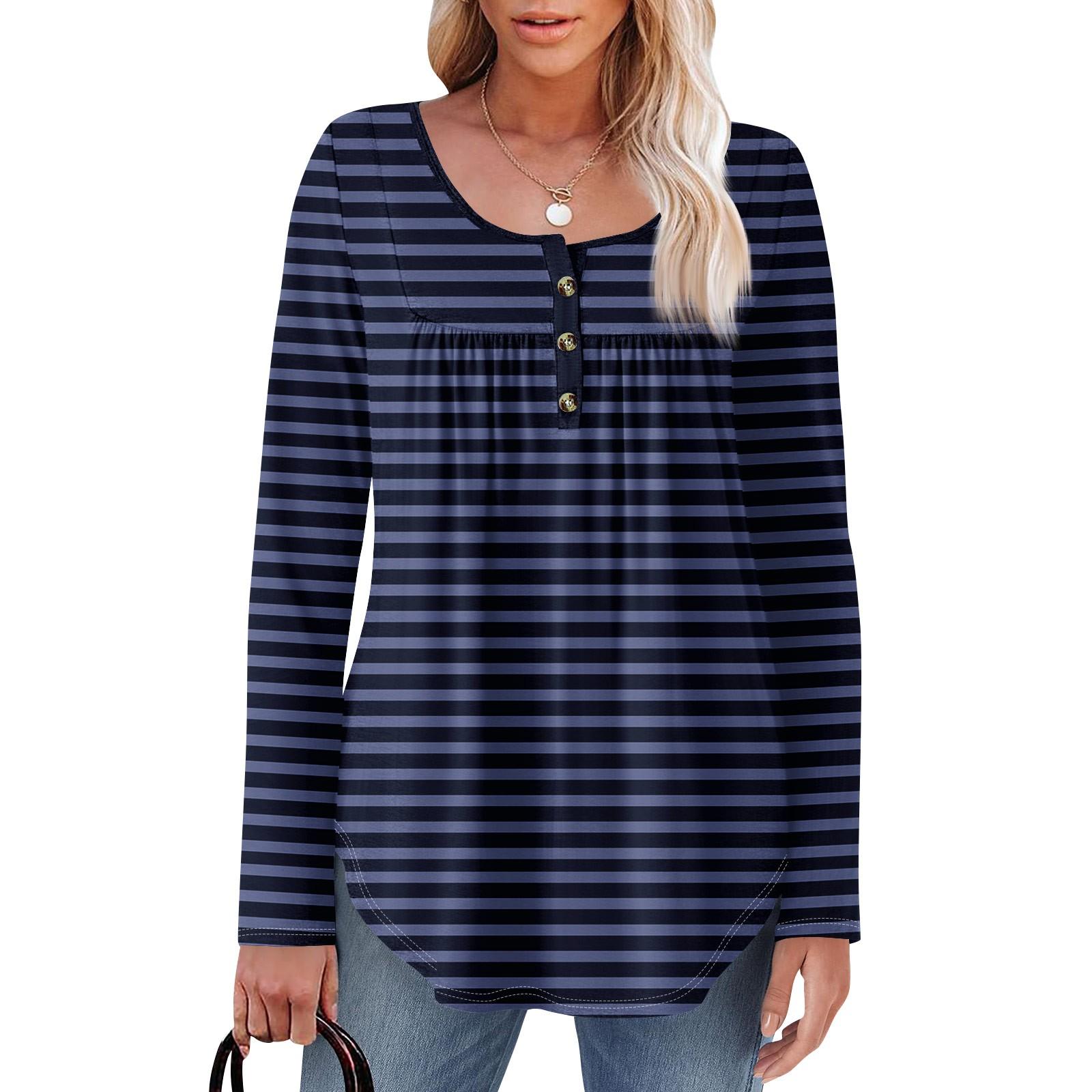 

Women s Long Sleeve Tunic Loose Tops Casual Oversized Tops Pleated Tunic Button Down Casual Women s Print Tops L