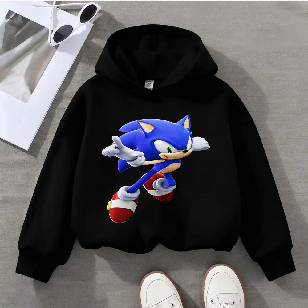 Boys Girls Sonic The Hedgehog Kids Sweatshirt Print Long Sleeve Casual Pullover Children's Cartoon Top
