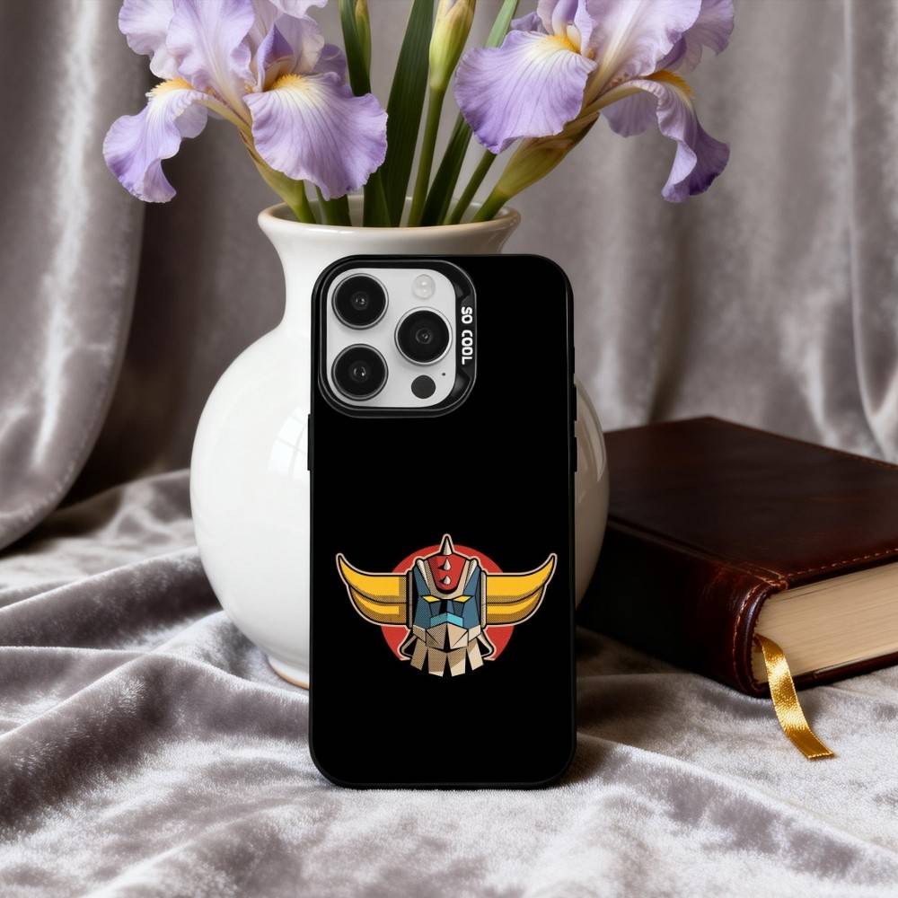 Animation UFO R-Robot-T G-Goldorak-K Phone Case For iPhone17,16,15,14,13,12,11 Plus,Pro Max Black Candy silver phone case
