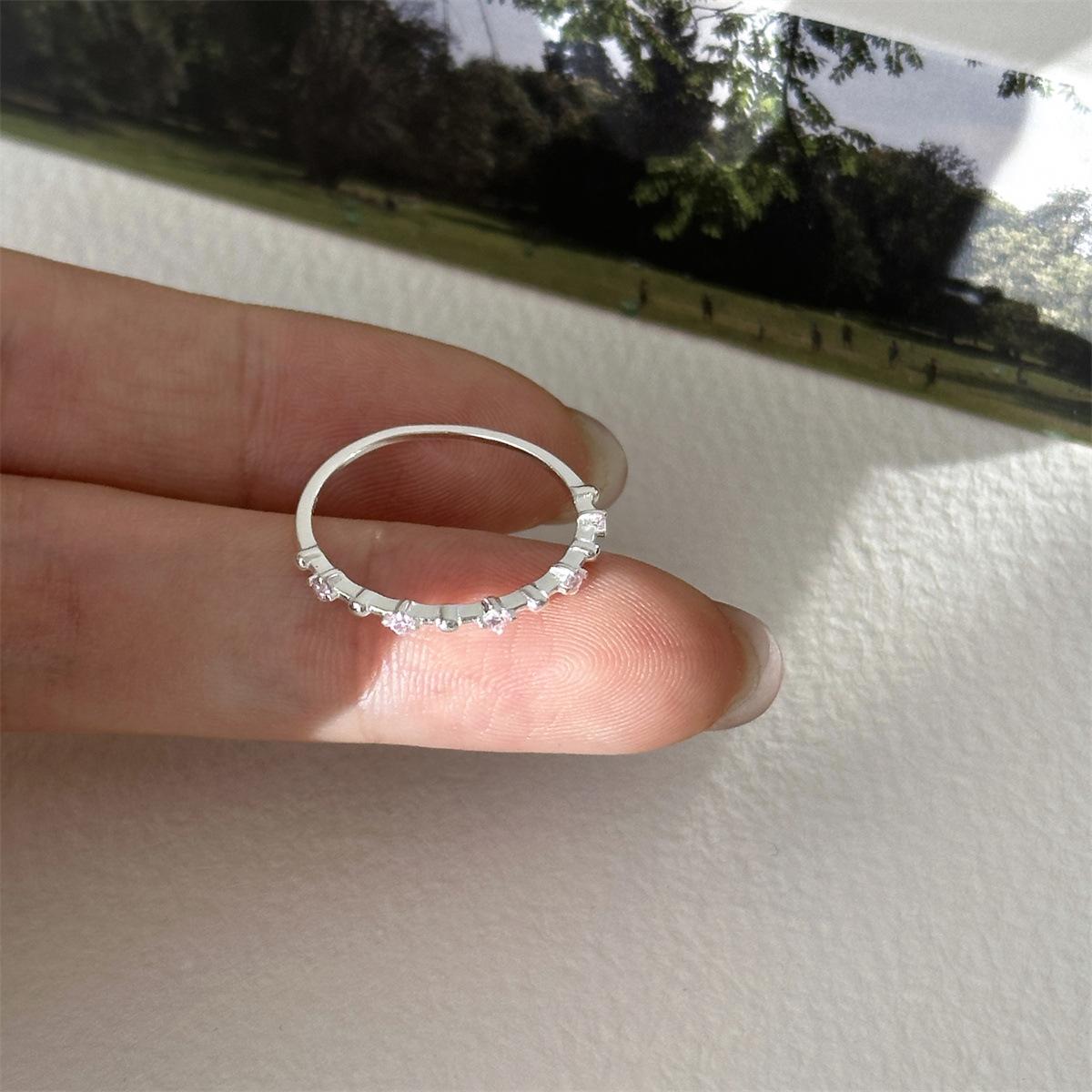 

Кільце з ряду смарагдів зі стерлінгового срібла 925 проби, нішевий дизайн, солодке цирконієве кільце на палець, модне, особистісне, тонке кільце No. 15